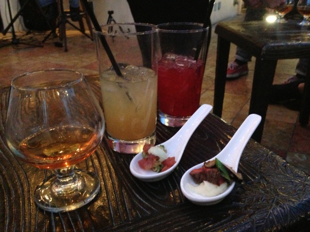 Chairman's Reserve Spiced Rum, cocktails, tuna poke, and steak